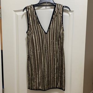 Black with gold sequins mini dress